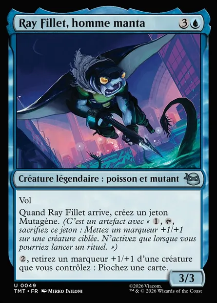 Ray Fillet, homme manta, carte Magic TMT 49 — extension Teenage Mutant Ninja Turtles
