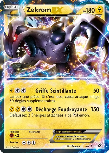 Zekrom-EX, carte Pokémon LTR 52 — extension Legendary Treasures