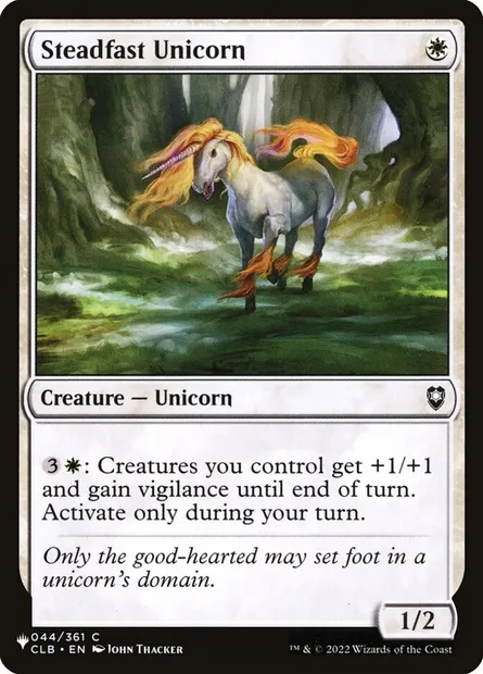 Steadfast Unicorn, Magic card PLST CLB-44 — The List set