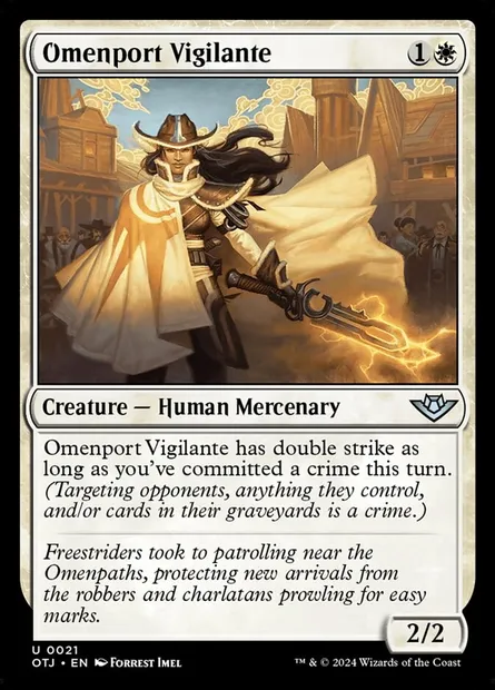 Omenport Vigilante, Magic card OTJ 21 — Outlaws of Thunder Junction set