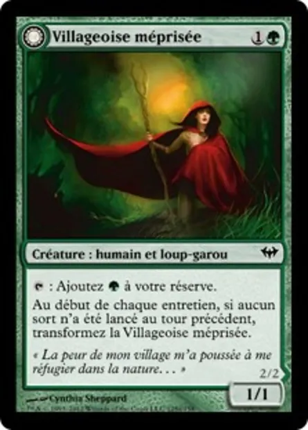Villageoise méprisée // Loup-garou marqué par la lune, carte Magic DKA 125 — extension Obscure Ascension