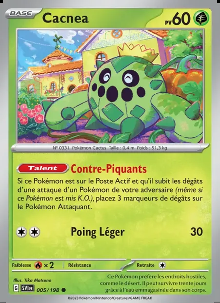 Cacnea, carte Pokémon SVI 005 — extension Écarlate et Violet