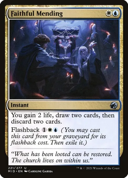 Faithful Mending, Magic card MID 221 — Innistrad: Midnight Hunt set
