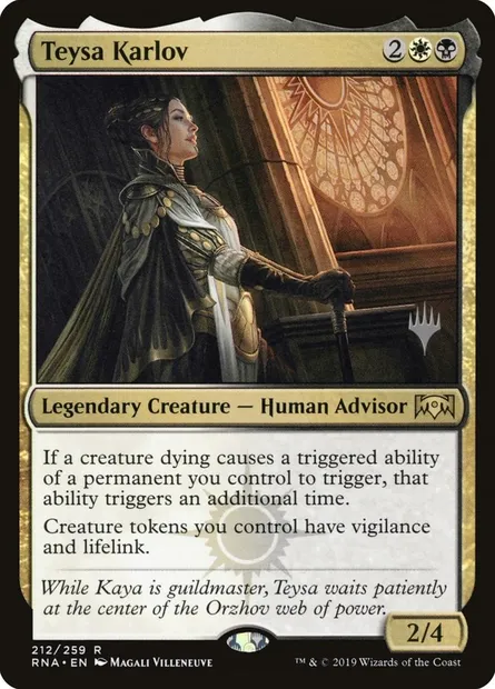 Teysa Karlov, carte Magic PRNA 212p — extension Ravnica Allegiance Promos