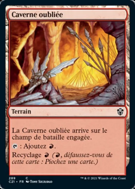 Caverne oubliée, carte Magic C21 289 — extension Commander 2021