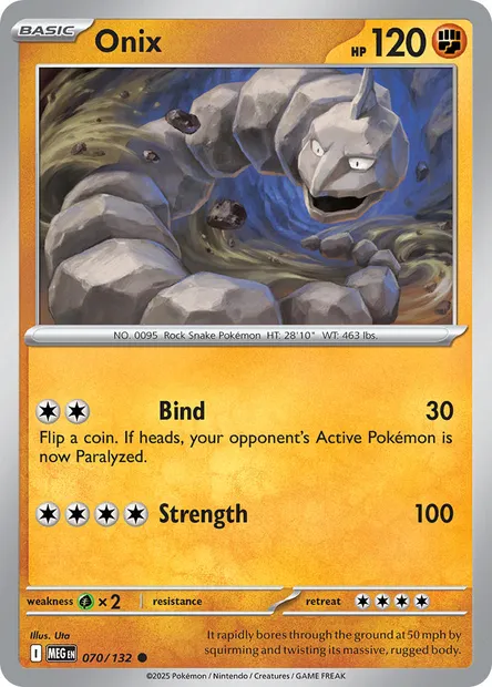 Onix, Pokémon card MEG 070 — Mega Evolution set