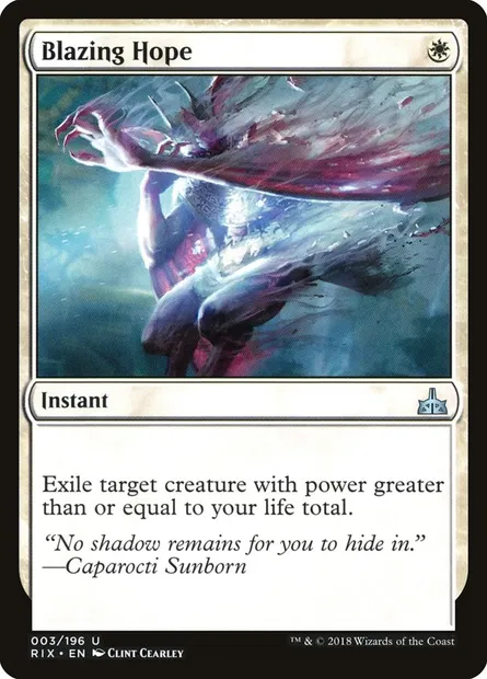 Blazing Hope, Magic card RIX 3 — Rivals of Ixalan set