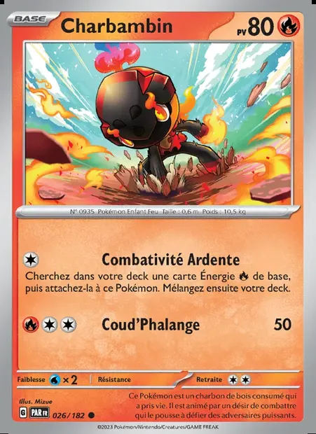 Charbambin, carte Pokémon PAR 026 — extension Faille Paradoxe