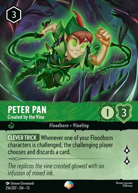 Peter Pan - Created by the Vine, Disney Lorcana card CH13-216 — Attack of the Vine! set