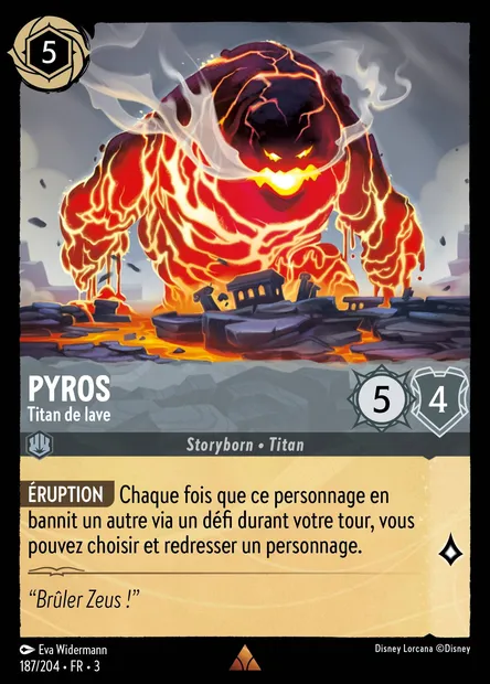 Pyros - Titan de lave, carte Disney Lorcana CH3-187 — extension Les Terres d'Encres