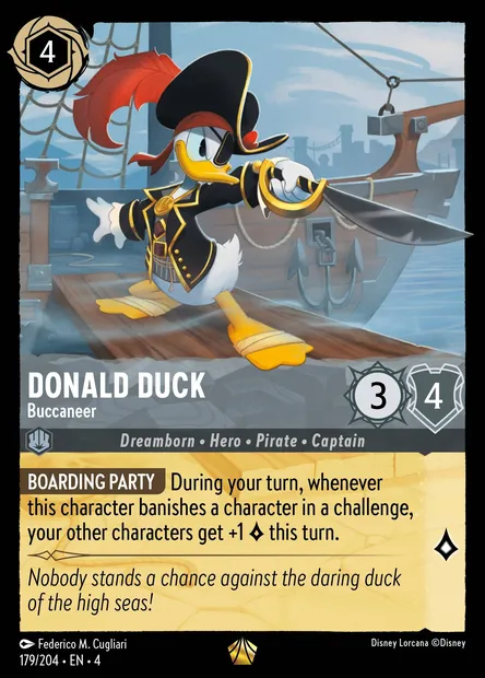 Donald Duck - Buccaneer, Disney Lorcana card CH4-179 — Ursula's Return set