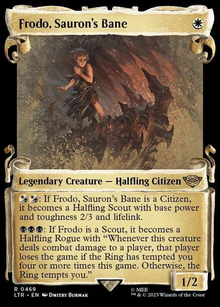 Frodo, fléau de Sauron, carte Magic LTR 469 — extension Le Seigneur des Anneaux : chroniques de la Terre du Milieu