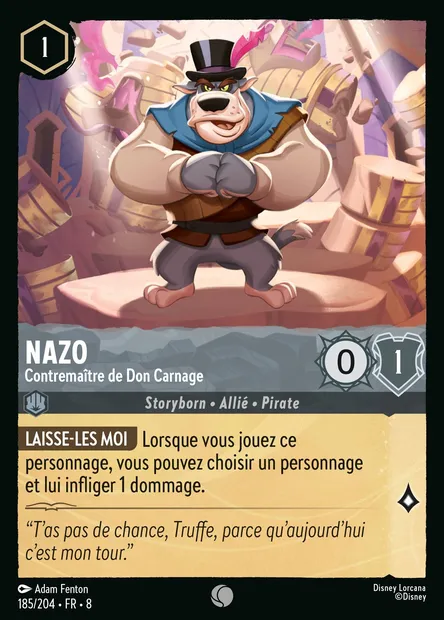 Nazo - Contremaître de Don Carnage, carte Disney Lorcana CH8-185 — extension Le Règne de Jafar