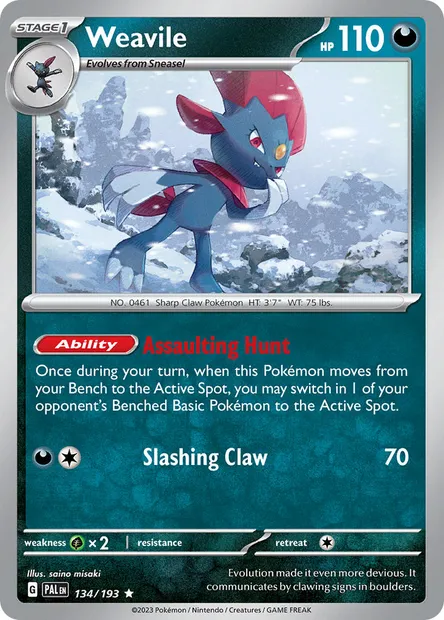 Weavile, Pokémon card PAL 134 — Paldea Evolved set