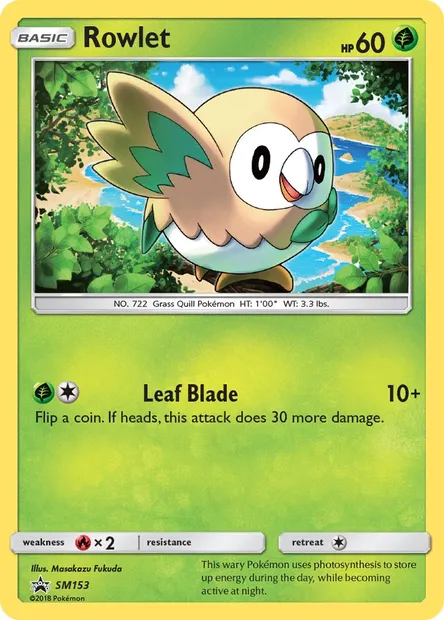 Rowlet, Pokémon card SM 153 — SM Black Star Promos set