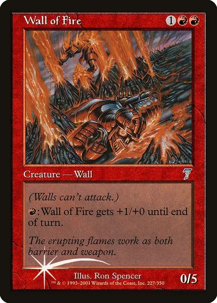 Mur de feu, carte Magic 7ED 227★ — extension Septième Edition
