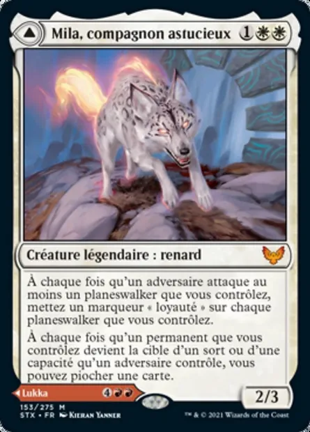 Mila, compagnon astucieux // Lukka, brideur rétif, carte Magic STX 153 — extension Strixhaven: l'Académie des Mages