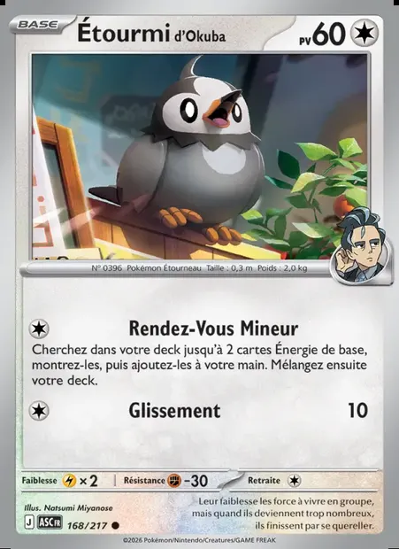 Étourmi d'Okuba, carte Pokémon ASC 168 — extension Héros Transcendants