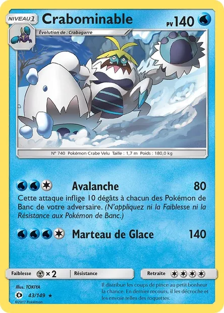 Crabominable, carte Pokémon SUM 43 — extension Soleil et Lune