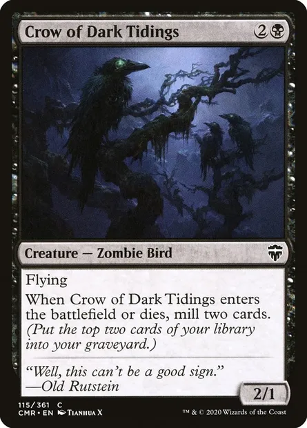 Crow of Dark Tidings, Magic card CMR 115 — Commander Legends set