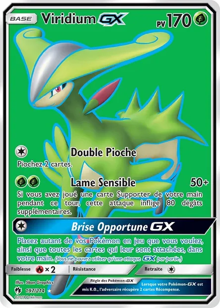Viridium GX, carte Pokémon LOT 197 — extension Tonnerre Perdu