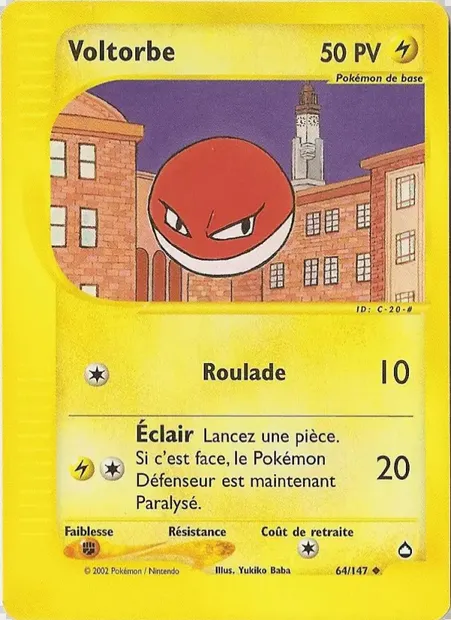 Voltorbe, carte Pokémon AQ 64 — extension Aquapolis