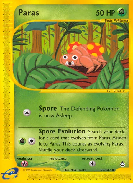 Paras, Pokémon card AQ 99 — Aquapolis set