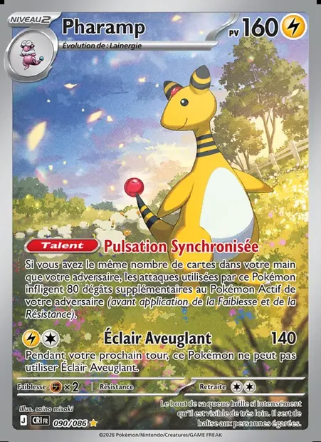 Pharamp, carte Pokémon CRI 090 — extension Chaos Ascendant
