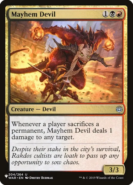 Mayhem Devil, Magic card PLST WAR-204 — The List set