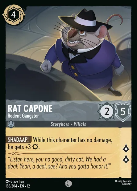 Rat Capone - Rodent Gangster, Disney Lorcana card CH12-183 — Wilds Unknown set