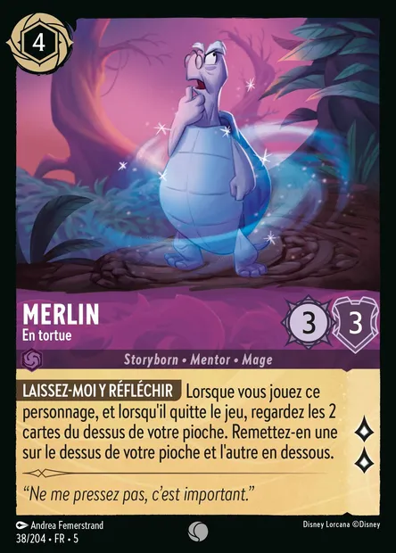 Merlin - En tortue, carte Disney Lorcana CH5-038 — extension Ciel Scintillant