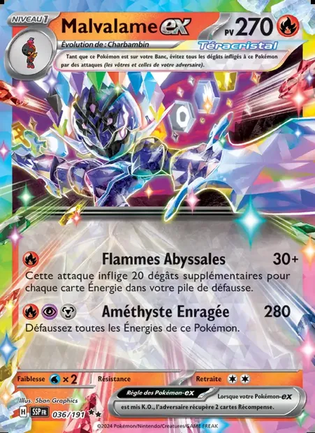Malvalame-ex, carte Pokémon SSP 036 — extension Étincelles Déferlantes