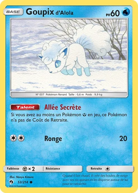 Goupix d’Alola, carte Pokémon LOT 53 — extension Tonnerre Perdu