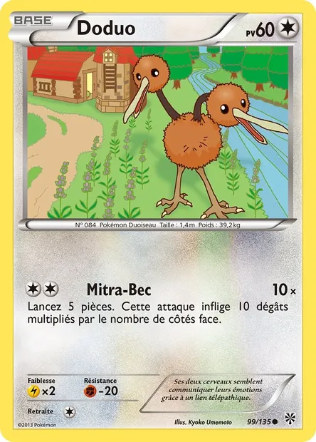 Doduo, carte Pokémon PLS 99 — extension Tempète Plasma