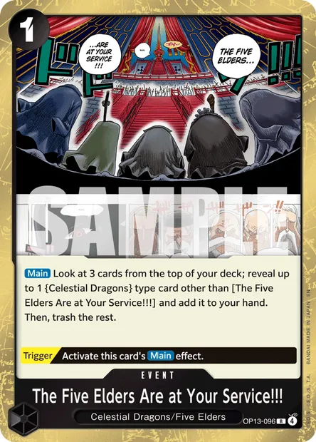The Five Elders Are at Your Service!!!, One Piece card OP13-096 — CARRYING ON HIS WILL set