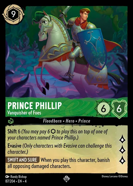 Prince Phillip - Vanquisher of Foes, Disney Lorcana card CH4-087 — Ursula's Return set