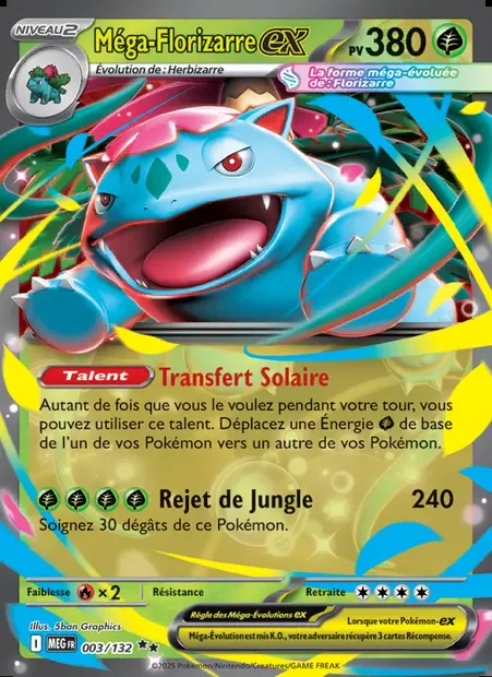 Méga-Florizarre-ex, carte Pokémon MEG 003 — extension Méga-Évolution