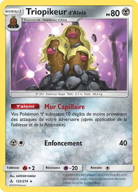 Triopikeur d’Alola, carte Pokémon UNB 122 — extension Alliance Infaillible