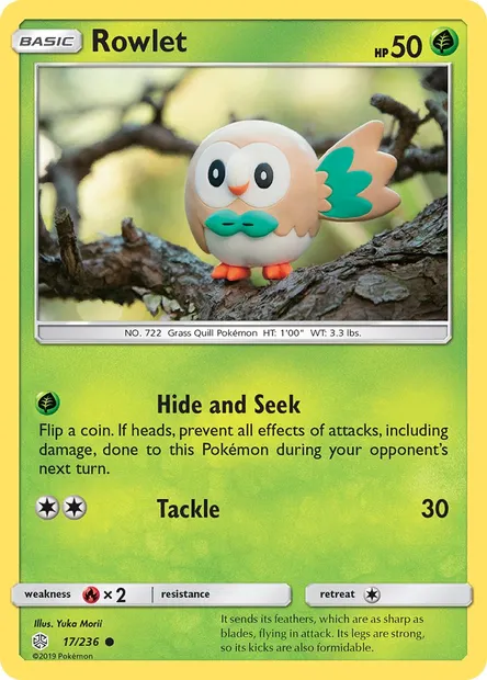 Rowlet, Pokémon card CEC 17 — Cosmic Eclipse set