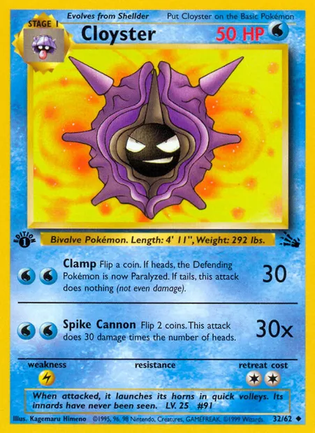 Cloyster, Pokémon card FO 32 — Fossil set