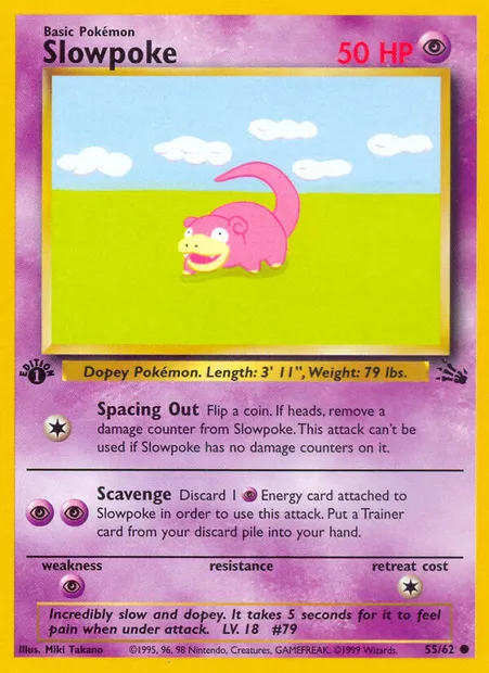 Slowpoke, Pokémon card FO 55 — Fossil set