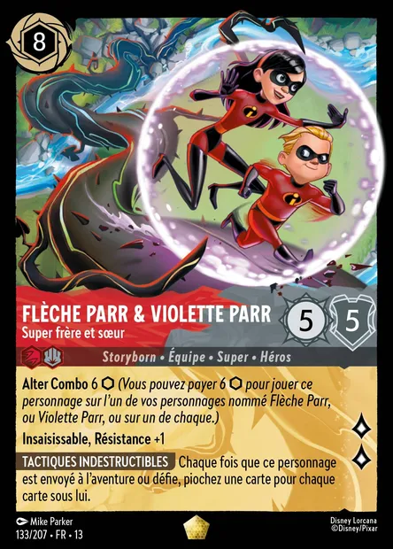 Flèche Parr & Violette Parr - Super frère et sœur, carte Disney Lorcana CH13-133 — extension Invasion Epineuse!