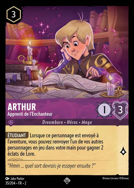 Arthur - Apprenti de l'Enchanteur, carte Disney Lorcana CH2-035 — extension L'Ascension des Floodborn