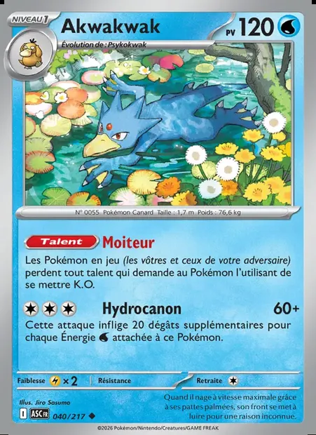 Akwakwak, carte Pokémon ASC 040 — extension Héros Transcendants
