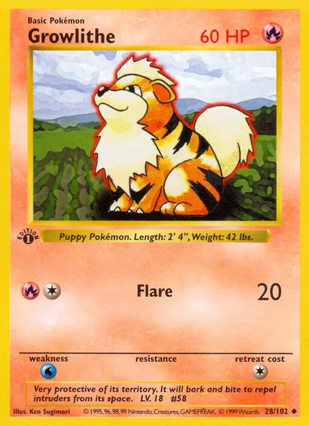 Growlithe, Pokémon card BS 28 — Base Set set