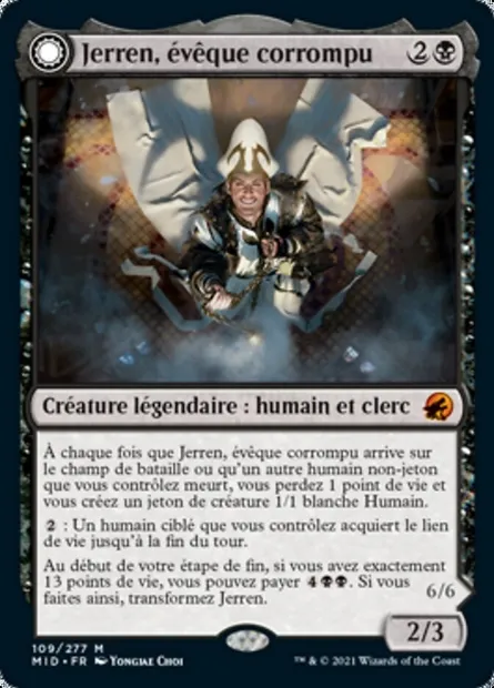 Jerren, évêque corrompu // Ormendahl, le corrupteur, carte Magic MID 109 — extension Innistrad : chasse de minuit