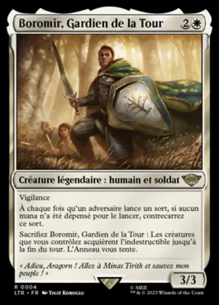Boromir, Gardien de la Tour, carte Magic LTR 4 — extension Le Seigneur des Anneaux : chroniques de la Terre du Milieu