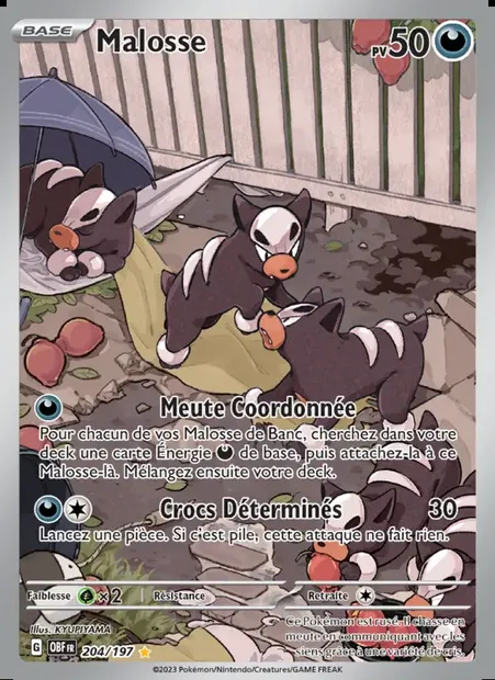 Malosse, carte Pokémon OBF 204 — extension Flammes Obsidiennes