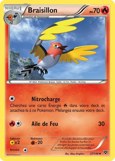 Braisillon, carte Pokémon XY 27 — extension XY