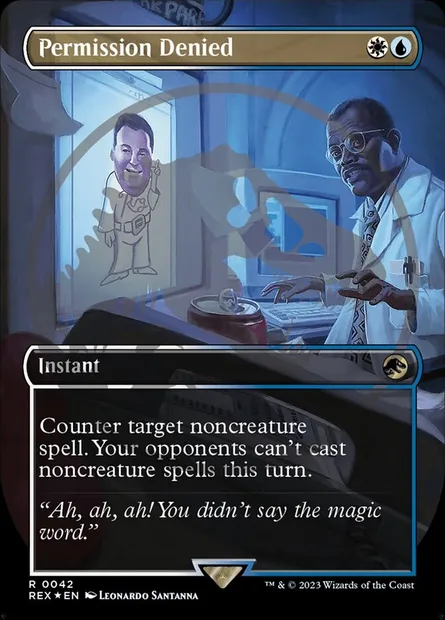 Permission refusée, carte Magic REX 42 — extension Jurassic World Collection